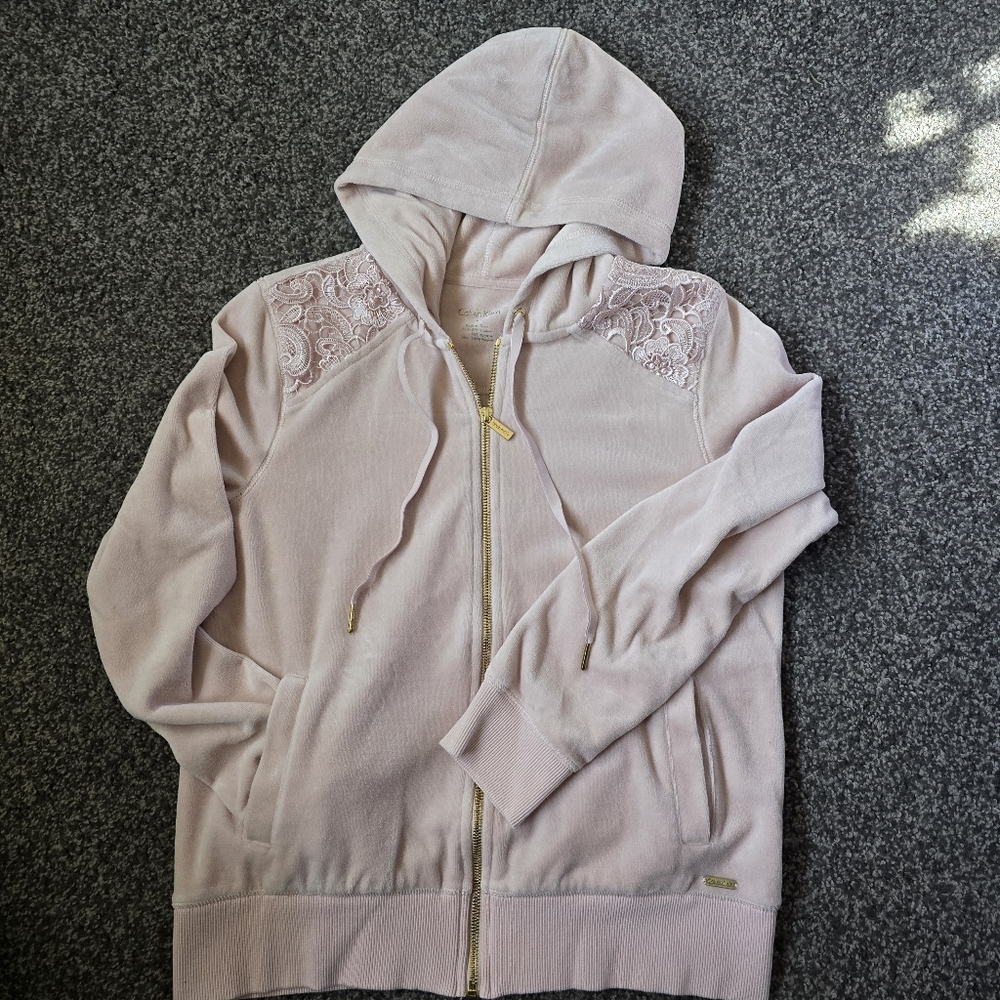 CALVIN KLEIN Full Zip Velor Hoodie Size Small